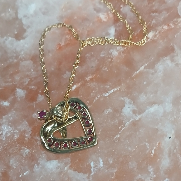 Premium Quality Danburry Mint 'A Dozen Rubies'  Heart .925/ GldPendant Necklace - Picture 4 of 5